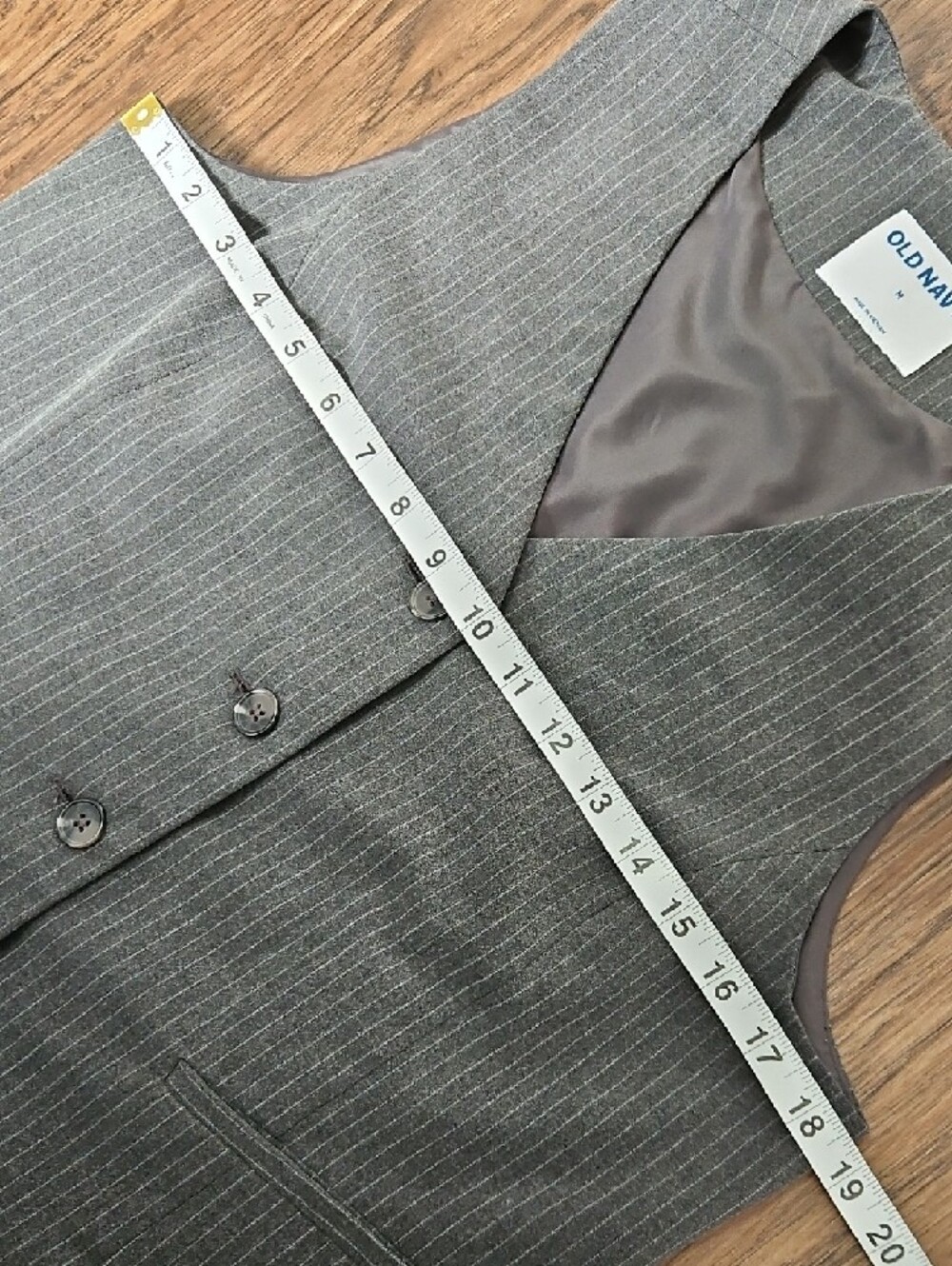Old Navy Gray Pinstripe Vest, Size Medium - Picture 5 of 9
